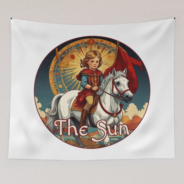 Item preview, Major Arcana Tarot Card The Sun - Child on a White Horse with Red Flag designed and sold by Pixel Waite.