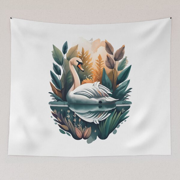 Item preview, White swan with its reflection designed and sold by Ann Miu Deluxe.