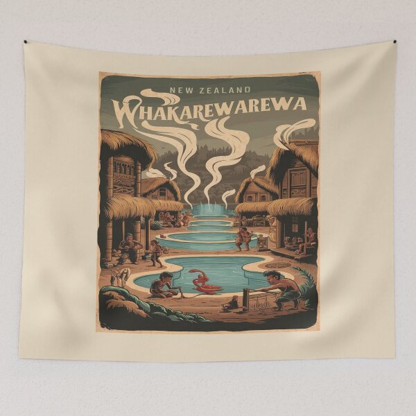 Item preview, Whakarewarewa, The Living Maori Village, New Zealand Travel, Vintage designed and sold by UrbanGraphixs.