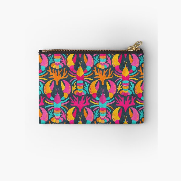 Item preview, Lobster Damask Pattern in Popping Dopamine Colors on Dark designed and sold by micklyn.