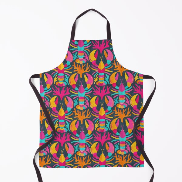 Item preview, Lobster Damask Pattern in Popping Dopamine Colors on Dark designed and sold by micklyn.