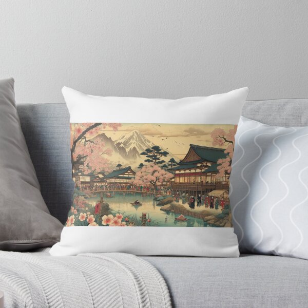Item preview, A traditional Japanese woodblock print depicting a peaceful cherry blossom festival designed and sold by graph-fix.
