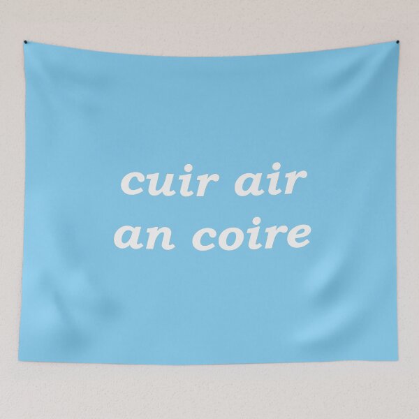 Item preview, Put on the kettle! (cuir air an coire in Scottish Gaelic) in cyan pastle designed and sold by Mamaidh Made.