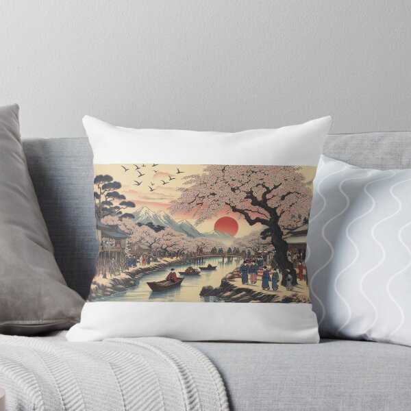 Item preview, A traditional Japanese woodblock print depicting a peaceful cherry blossom festival version 3 designed and sold by graph-fix.