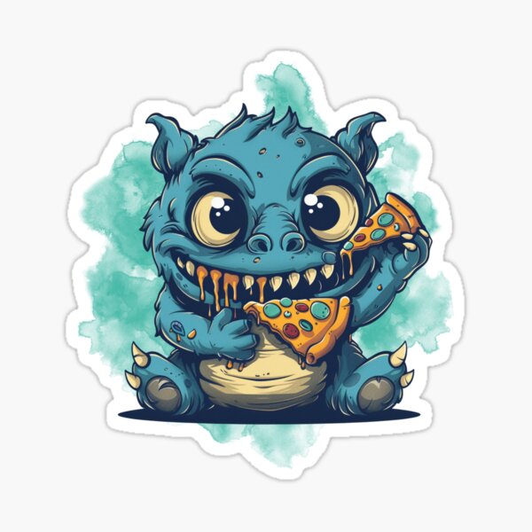 Item preview, The image shows a chubby blue cartoon monster with horns, big eyes designed and sold by nanthaya.