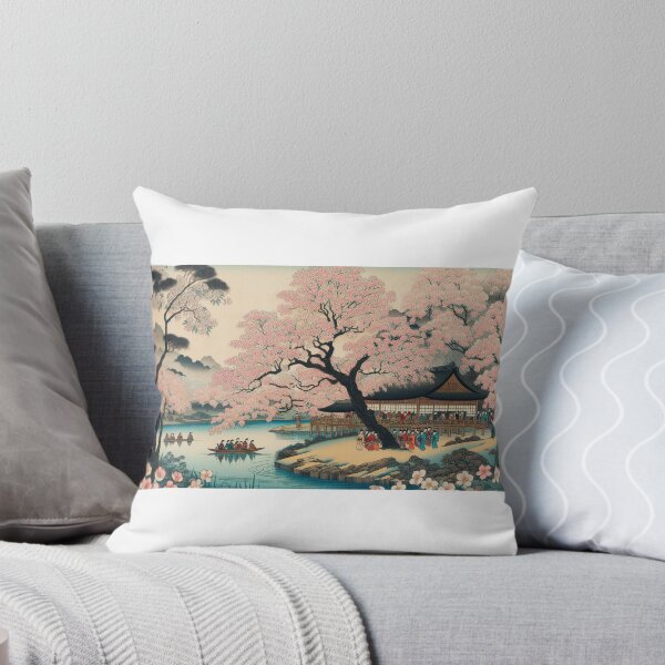 Aperçu de l'œuvre Une gravure sur bois japonaise traditionnelle représentant un paisible festival de fleurs de cerisier version 2 créée et vendue par graph-fix.