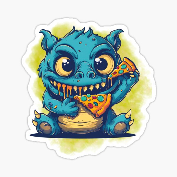 Item preview, The image shows a chubby blue cartoon monster with horns, big eyes designed and sold by nanthaya.