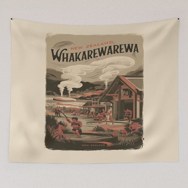 Item preview, Whakarewarewa, The Living Maori Village, New Zealand Travel, Vintage designed and sold by UrbanGraphixs.