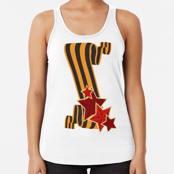 9 Мая: Victory Day is a holiday that commemorates the victory of the Soviet Union over Nazi Germany in the Great Patriotic War Racerback Tank Top