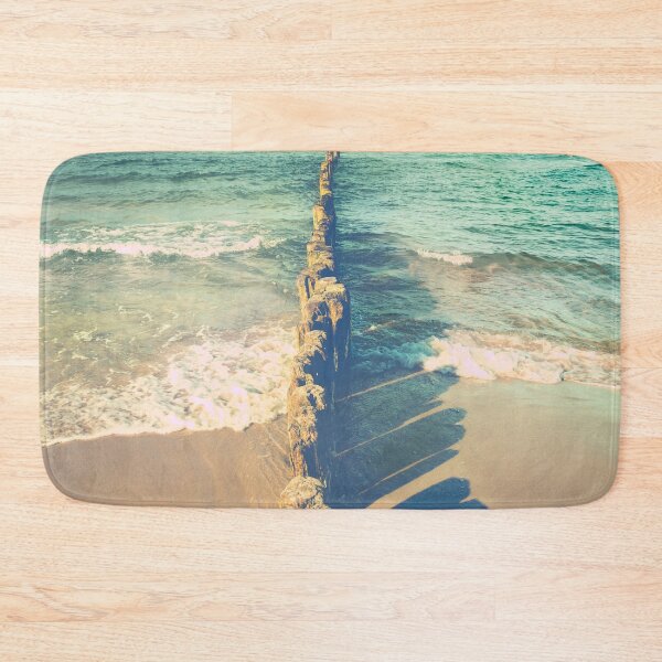 Item preview, Wooden groynes at the beach - colorful costal photography  designed and sold by Szafranscy Art Studio.