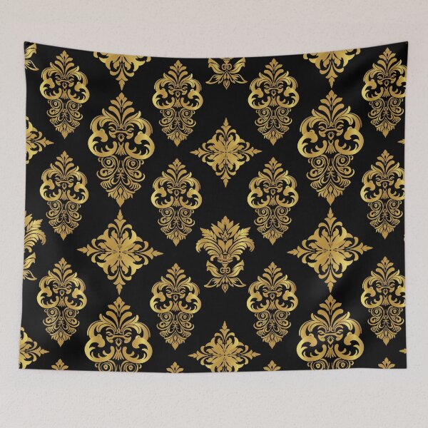 Item preview, Vintage Gold Patterns on a black Background designed and sold by kasune-shop.