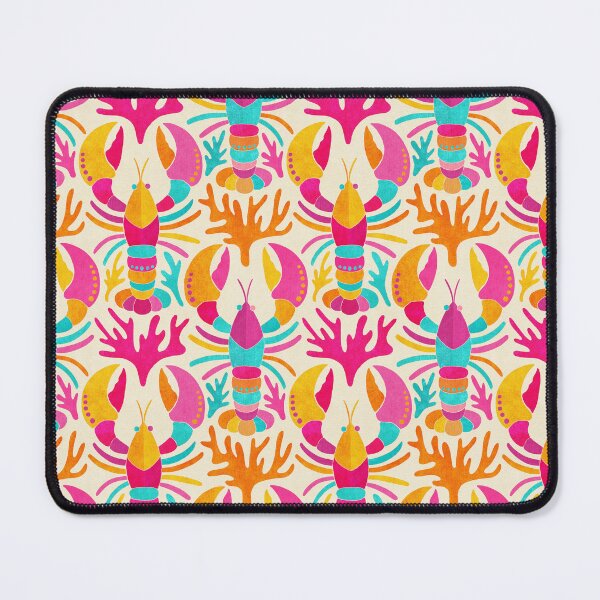 Item preview, Lobster Damask Pattern in Popping Dopamine Colors on Cream designed and sold by micklyn.