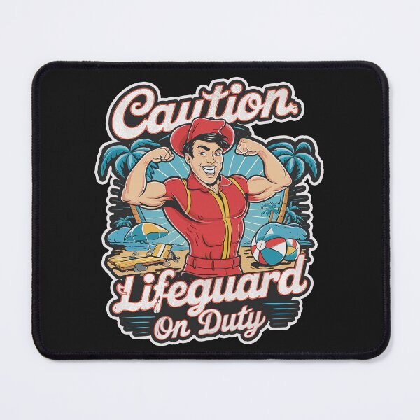 Item preview, ''Caution, Lifeguard on Duty'' Funny Swim Couch Lifeguard T-Shirt designed and sold by Witty Shirts.