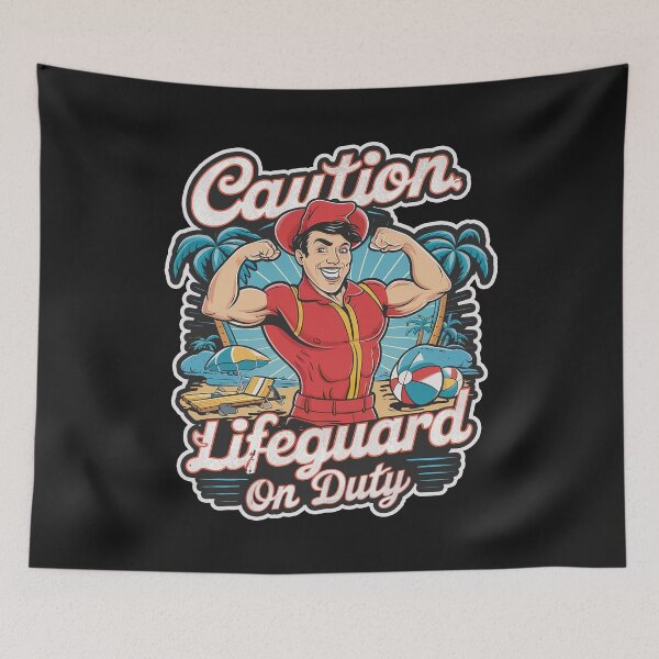 Item preview, ''Caution, Lifeguard on Duty'' Funny Swim Couch Lifeguard T-Shirt designed and sold by Witty Shirts.