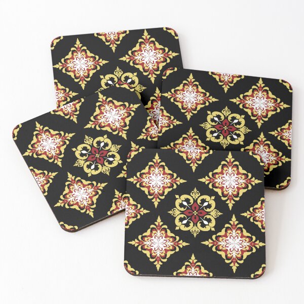 Item preview, seamless red and gold pattern in a black background designed and sold by kasune-shop.