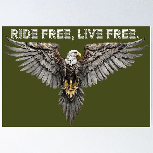 Item preview, Ride free, live free | Biker phrase | American eagle designed and sold by slavlee.
