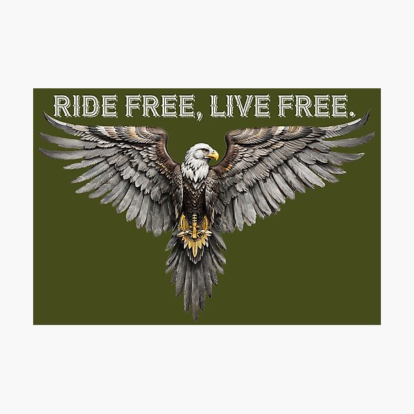 Item preview, Ride free, live free | Biker phrase | American eagle designed and sold by slavlee.