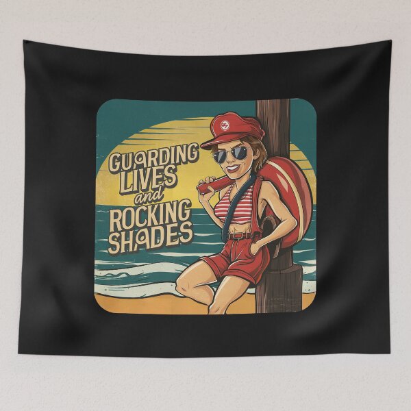 Item preview, 'Guarding Lives and Rocking Shades'' Funny Swim Couch Lifeguard T-Shirt designed and sold by Witty Shirts.