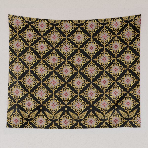 Item preview, Elegant Green and White Floral Damask Patterns designed and sold by kasune-shop.