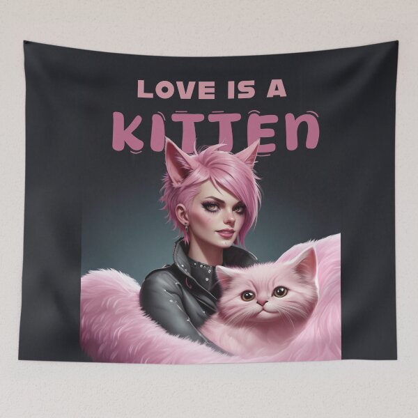 Item preview, love is a kitten, street cat design cat lovers gif designed and sold by La Loca.
