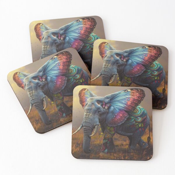 Item preview, A colorful elephant with ears like butterfly wings designed and sold by Furriesandmore.
