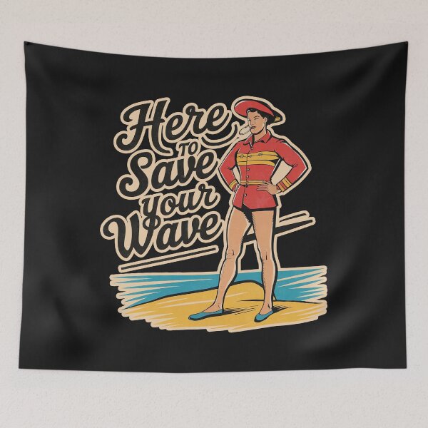 Item preview,  ''Here to Save Your Wave'' Funny Swim Couch Lifeguard T-Shirt designed and sold by Witty Shirts.