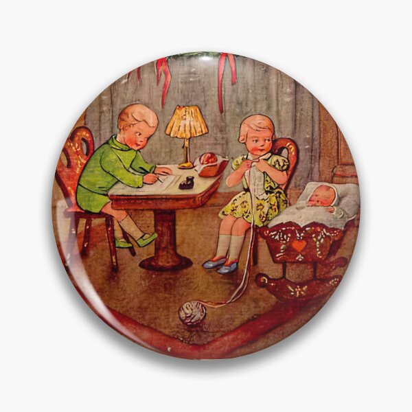 Item preview, Chidren playing mumies and dadies at christmas, vintage illustration designed and sold by stevepaint.