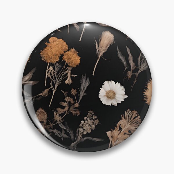 Item preview, Dark Academia Floral - dried flowers daisies daisy wild flowers dark cottagecore country english floreal pattern black background girlie  designed and sold by Fantasy Cache.