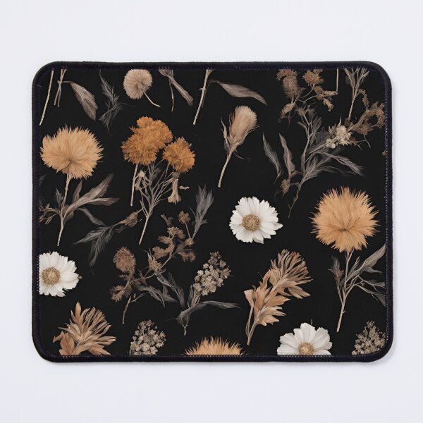 Item preview, Dark Academia Floral - dried flowers daisies daisy wild flowers dark cottagecore country english floreal pattern black background girlie designed and sold by Fantasy Cache.