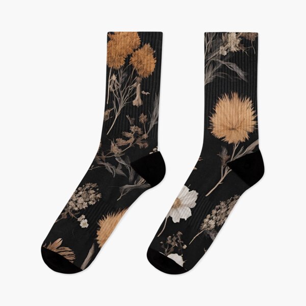Item preview, Dark Academia Floral - dried flowers daisies daisy wild flowers dark cottagecore country english floreal pattern black background girlie  designed and sold by Fantasy Cache.
