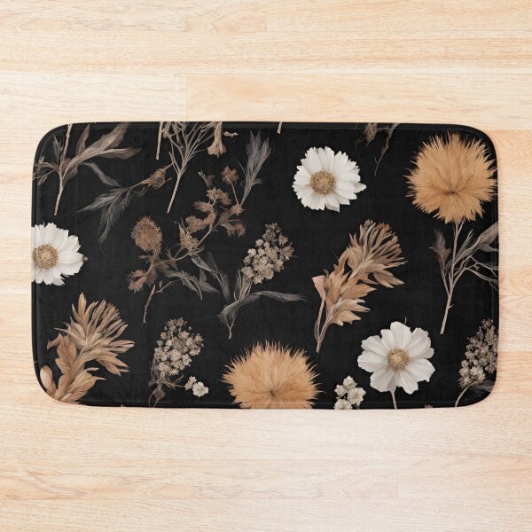Item preview, Dark Academia Floral - dried flowers daisies daisy wild flowers dark cottagecore country english floreal pattern black background girlie  designed and sold by Fantasy Cache.