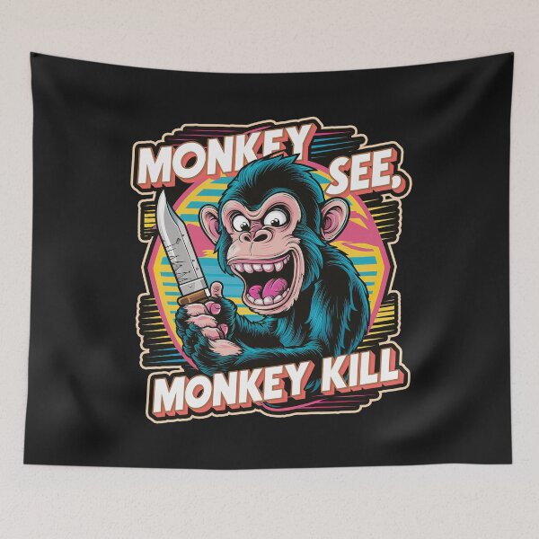 Item preview, ''Monkey See, Monkey Kill'' Funny Crazy Monkey T-Shirt designed and sold by Witty Shirts.