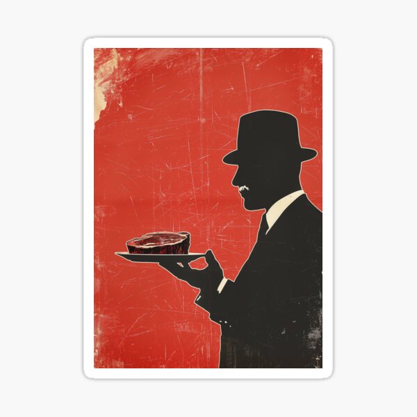 Item preview, Gentleman and steak. Creative food art. designed and sold by GiriaGallery.