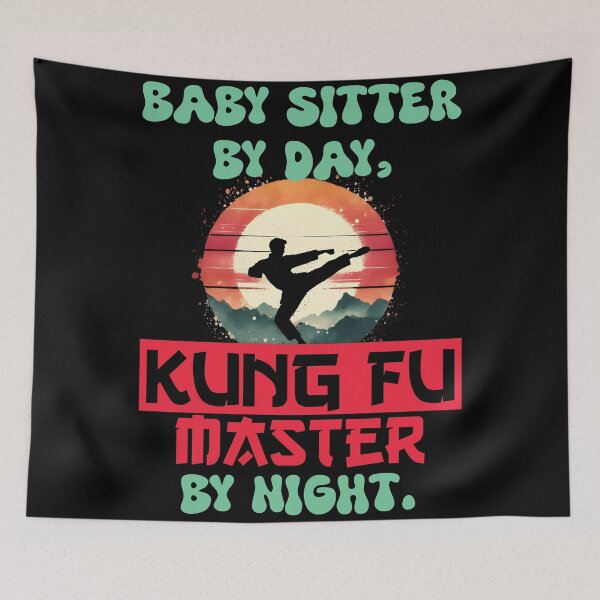 Item preview, Vintage Kung Fu Master & Babysitter Dual Life | T-Shirt Design | designed and sold by TheInkyOwl-TIO.