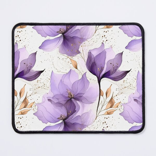Artikelvorschau, Kopie des nahtlosen Musters aus violetten Blumen mit zartem goldenen Rand im Aquarellstil entworfen und verkauft von creativekrish.