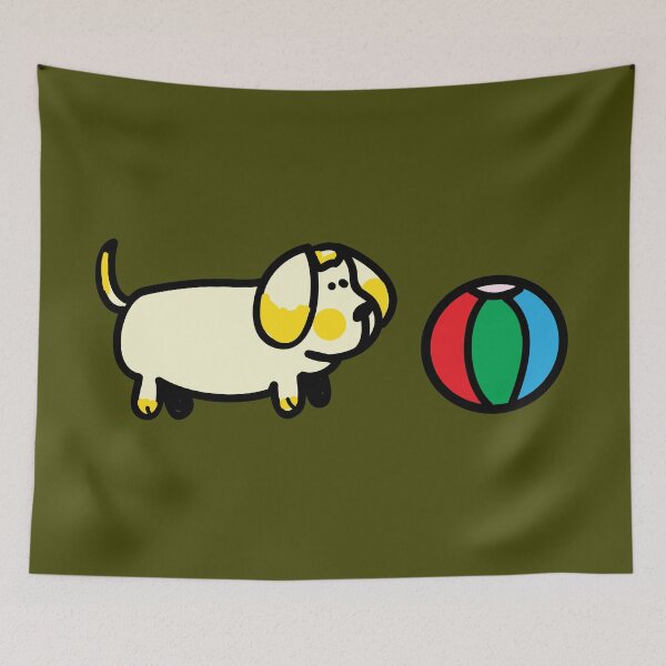 Item preview, Puff the dog with a beach ball designed and sold by fluffyfamcraft.
