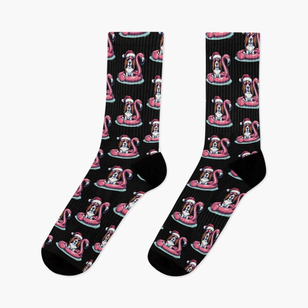 Item preview, Basset Hound Dog Christmas in July Santa Flamingo Floatie designed and sold by thepawster.