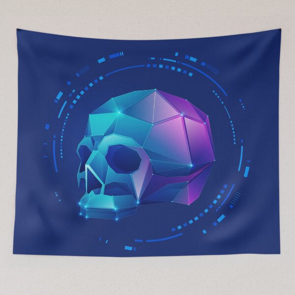 Item preview, cyber crime  low poly skull futuristic programming interface designed and sold by NiamLab.