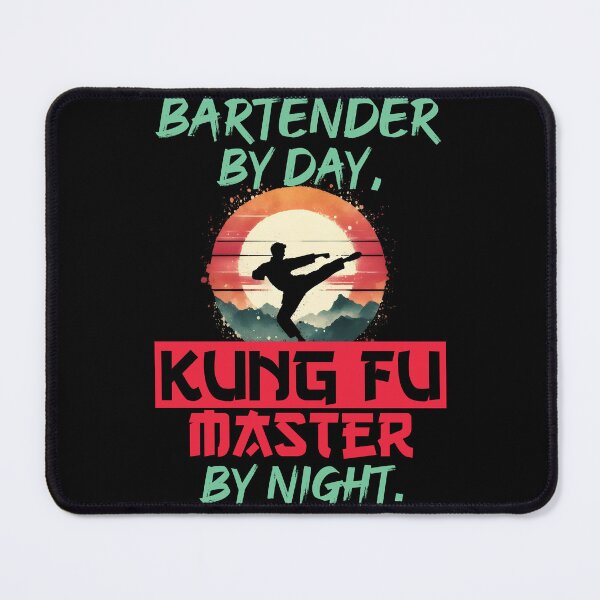 Item preview, Vintage Kung Fu Master & Bartender Dual Life | T-Shirt Design | designed and sold by TheInkyOwl-TIO.
