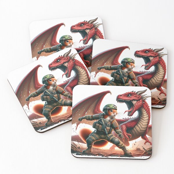 Item preview, Redcon in military uniform fighting with red dragon designed and sold by Redcon-fantasy.
