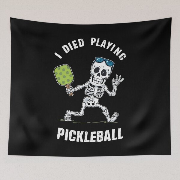 Item preview, Funny PICKLEBALL Shirt Pickle Ball Skeleton Halloween I Died Playing Pickleball designed and sold by MAPDDesigns.