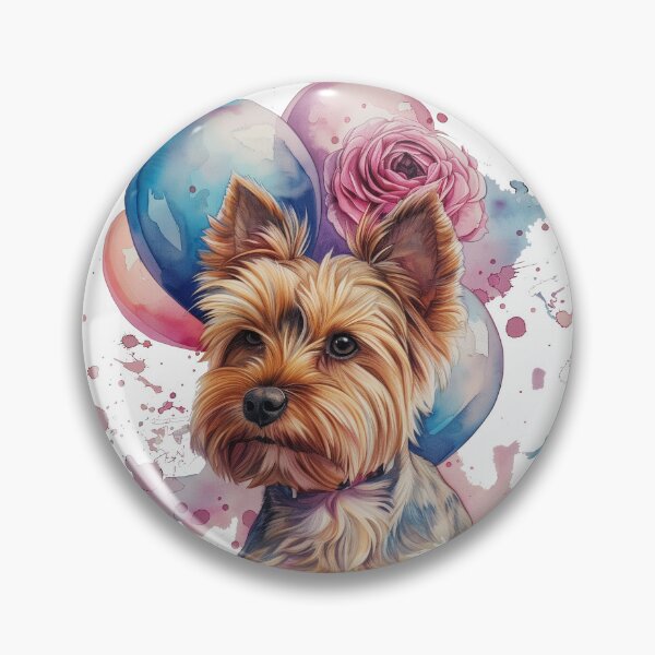 Item preview, Birthday Yorkshire terrier dog, balloons and flowers designed and sold by anetajanes.