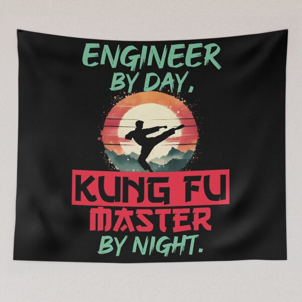 Item preview, Vintage Kung Fu Master & Engineer Dual Life | T-Shirt Design | designed and sold by TheInkyOwl-TIO.