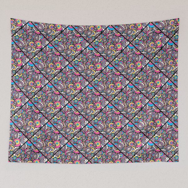 Item preview, 80s Aerobics Rainbow Daisy Doodle Diamond Tile designed and sold by Triplicate Limited.