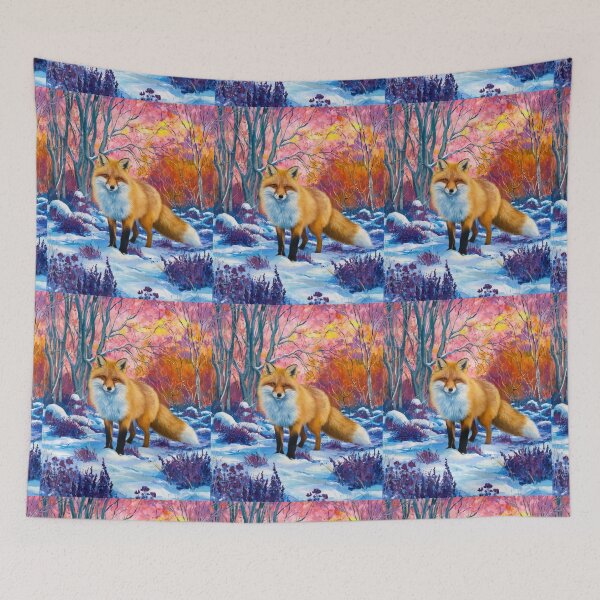 Item preview, Fox Portrait. Winter season, snowy fox, vintage fox, fox painting, Claude Monet style designed and sold by FoxVibes.
