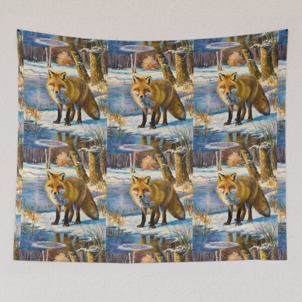 Item preview, Fox Portrait. Winter season, snowy fox, vintage fox, fox painting, Claude Monet style designed and sold by FoxVibes.