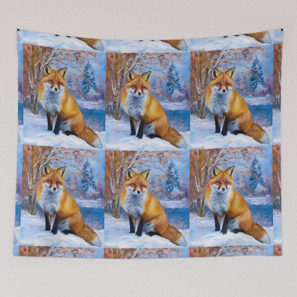 Item preview, Fox Portrait. Winter season, snowy fox, vintage fox, fox painting, Claude Monet style designed and sold by FoxVibes.
