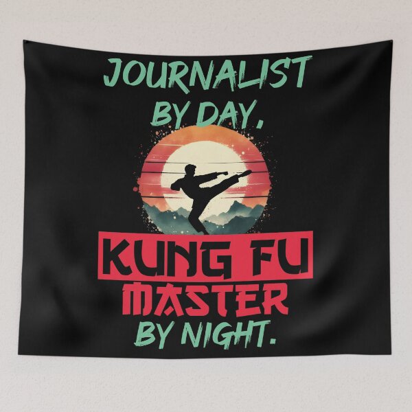 Item preview, Vintage Kung Fu Master & Journalist Dual Life | T-Shirt Design | designed and sold by TheInkyOwl-TIO.