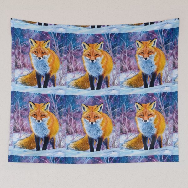 Item preview, Fox Portrait. Winter season, snowy fox, vintage fox, fox painting, Claude Monet style designed and sold by FoxVibes.