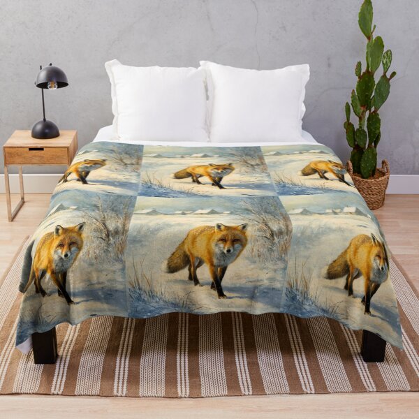 Item preview, Fox Portrait. Winter season, snowy fox, vintage fox, fox painting, Claude Monet style designed and sold by FoxVibes.